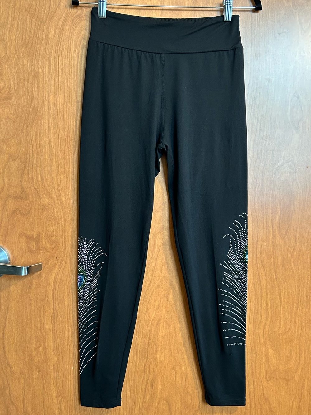 Eevee Rhinestone Studded Peacock Feather Leggings - Size S/M